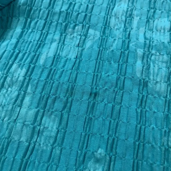 Coldwater Creek Women’s Short Sleeve Collared Crinkled Turquoise Top size XL - Picture 2 of 9